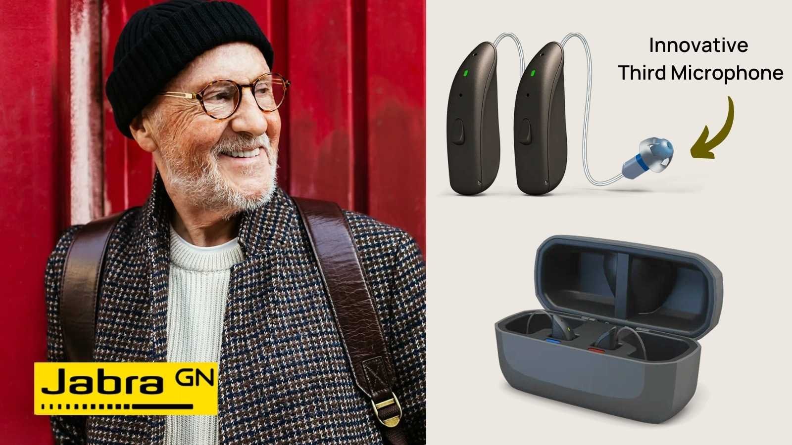 Image of a man wearing Jabra Enhance Pro hearing aids