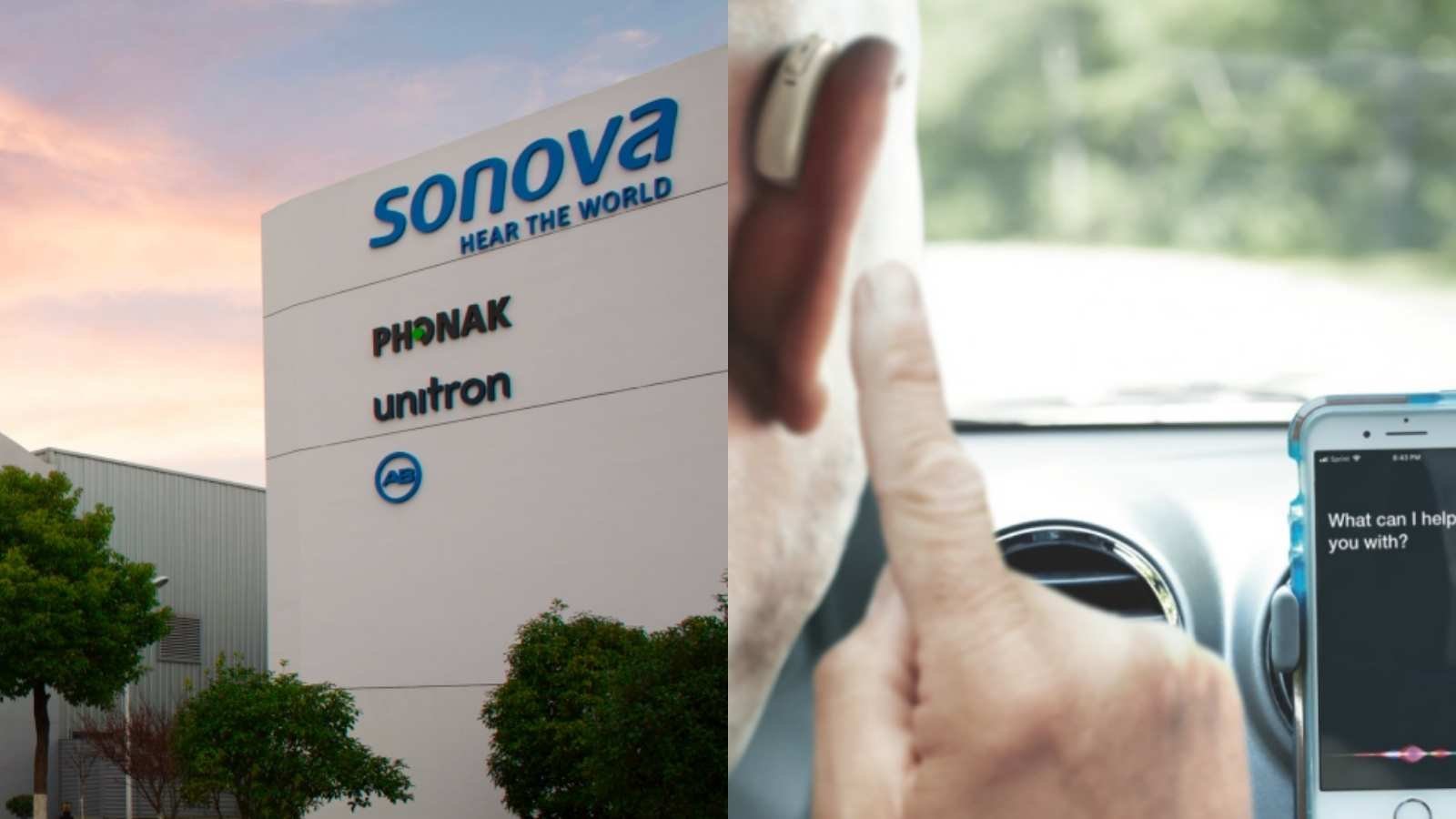 Image of Sonova headquarters and Phonak hearing aids white labeled for Costco