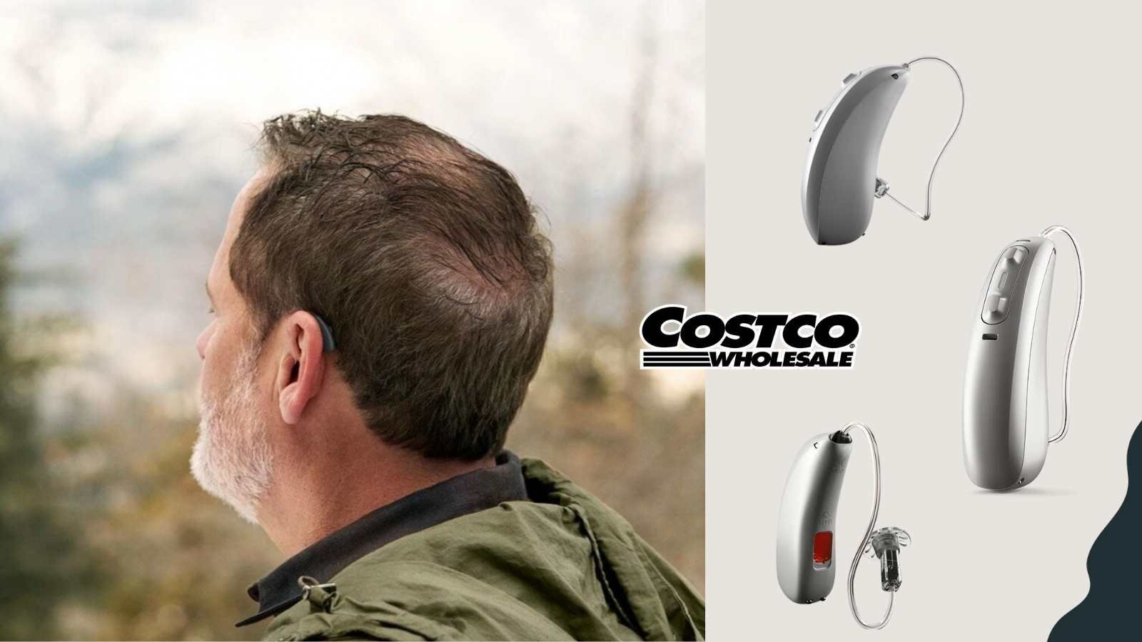 Costco hearing aid in a man's ear