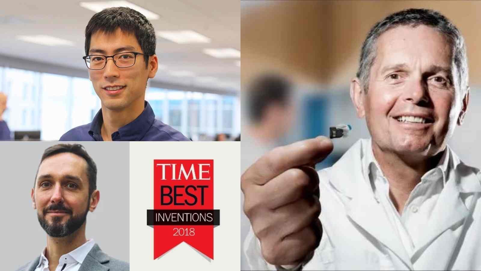 Images of the Eargo founders and their 2018 Time Magazine award.