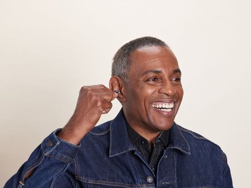 Photo of man trying Eargo 6 hearing aid