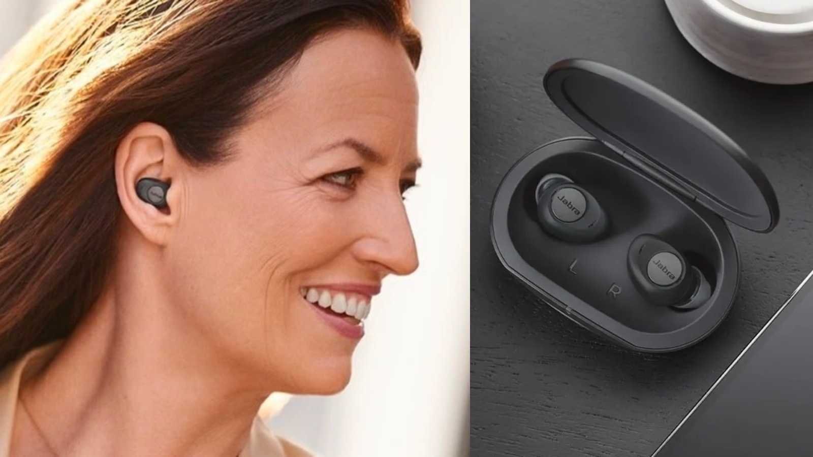 Woman wearing Jabra Enhance Plus hearing aids