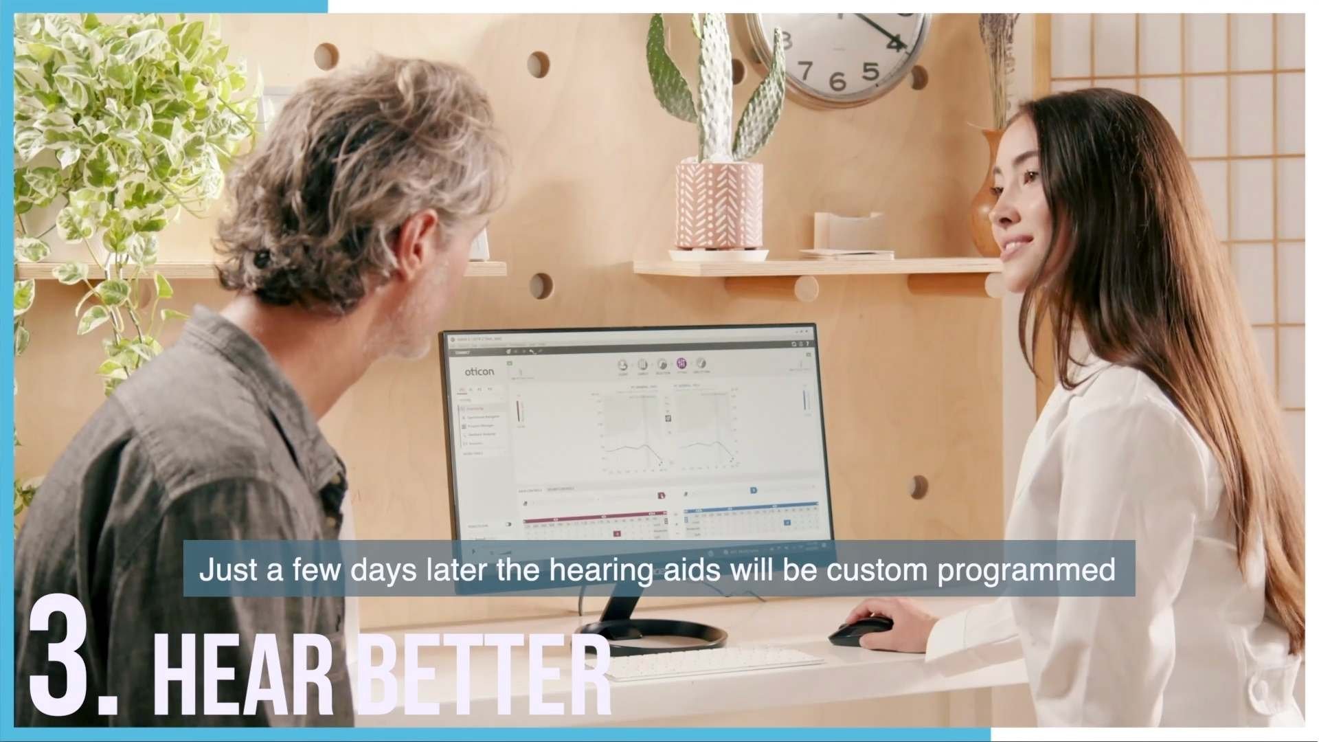 Woman custom programming ZipHearing hearing aids