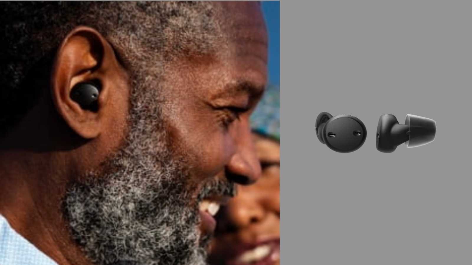 Sony CRE-E10 hearing aid in a mans ear