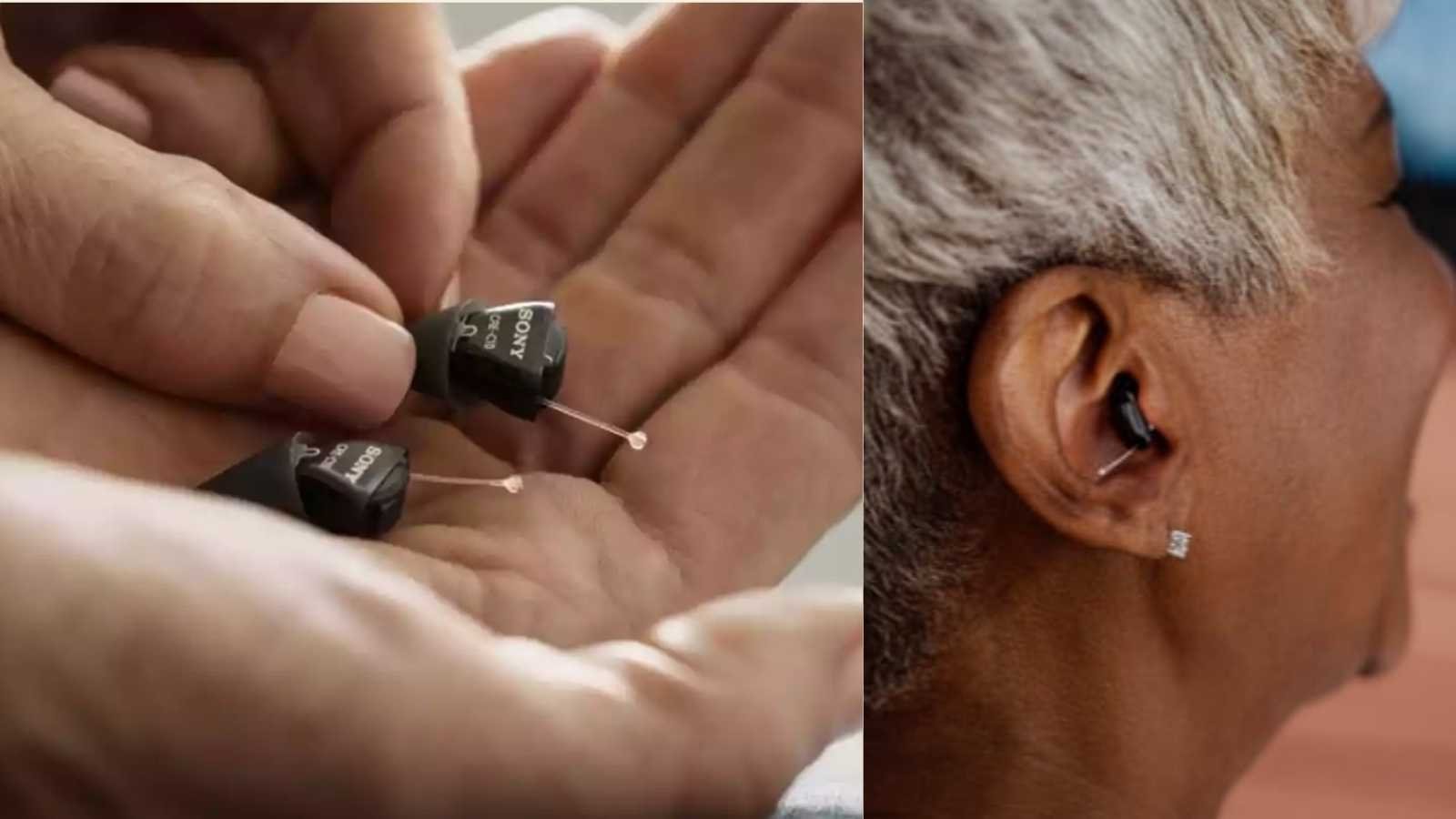 Woman wearing Sony hearing aids