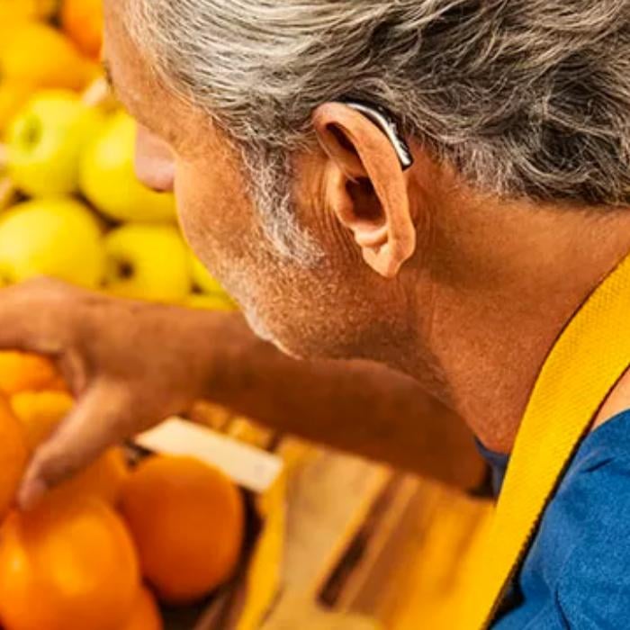 Man wearing Philips hearing aids